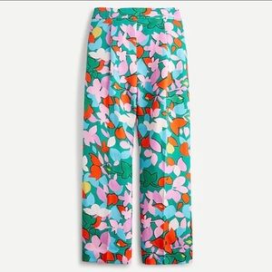 J crew fun floral wide linen crop pant size 10